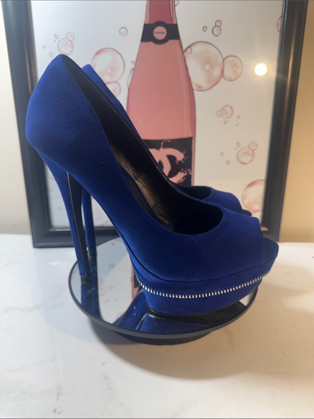 Aldo Royal Blue Suede Peep-Toe Platform Pumps - Women’s Size 8